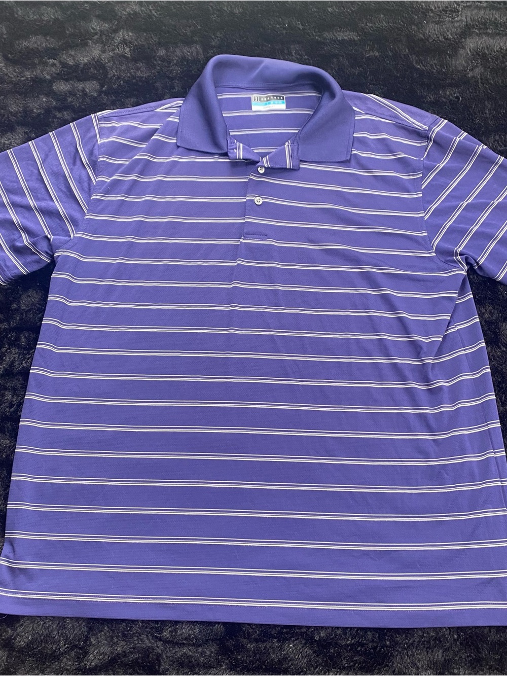 XL Mens PGA Tour Purple Polo with White Stripe Detail